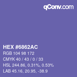 颜色代码: HEX #6862AC | qconv.com