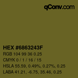 Farbcode: HEX #6863243F | qconv.com