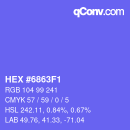 Color code: HEX #6863F1 | qconv.com