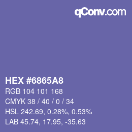 カラーコード: HEX #6865A8 | qconv.com