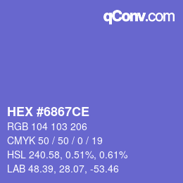 Color code: HEX #6867CE | qconv.com