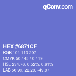 Color code: HEX #6871CF | qconv.com