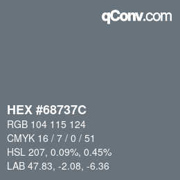 Color code: HEX #68737C | qconv.com