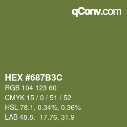 Color code: HEX #687B3C | qconv.com