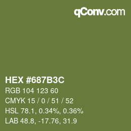 Color code: HEX #687B3C | qconv.com