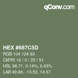 Color code: HEX #687C5D | qconv.com