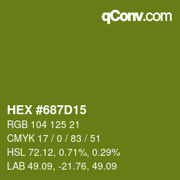 Color code: HEX #687D15 | qconv.com