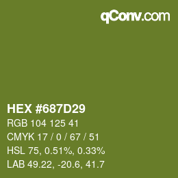 カラーコード: HEX #687D29 | qconv.com