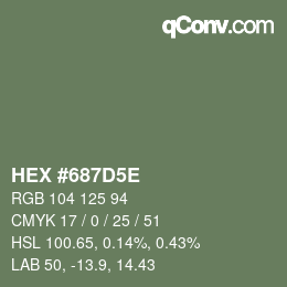 Farbcode: HEX #687D5E | qconv.com