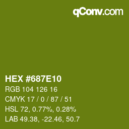 カラーコード: HEX #687E10 | qconv.com