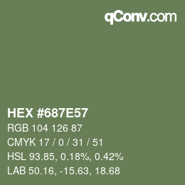Color code: HEX #687E57 | qconv.com