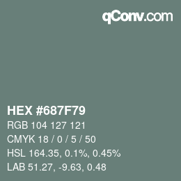 Farbcode: HEX #687F79 | qconv.com