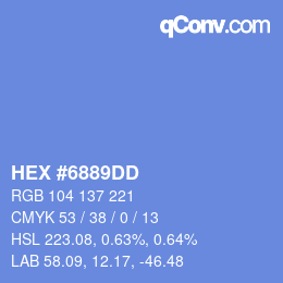 カラーコード: HEX #6889DD | qconv.com
