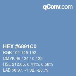 Farbcode: HEX #6891C0 | qconv.com