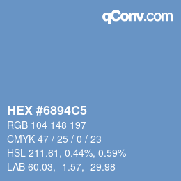 颜色代码: HEX #6894C5 | qconv.com