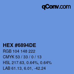 Color code: HEX #6894DE | qconv.com