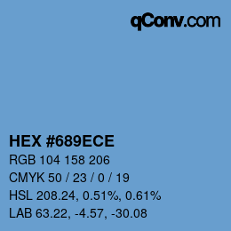 Color code: HEX #689ECE | qconv.com