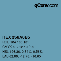 カラーコード: HEX #68A0B5 | qconv.com