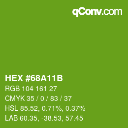 Color code: HEX #68A11B | qconv.com