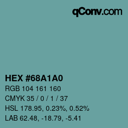 Farbcode: HEX #68A1A0 | qconv.com
