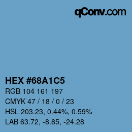 カラーコード: HEX #68A1C5 | qconv.com