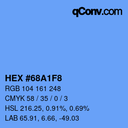 カラーコード: HEX #68A1F8 | qconv.com