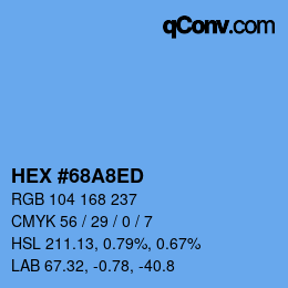 カラーコード: HEX #68A8ED | qconv.com