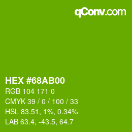 颜色代码: HEX #68AB00 | qconv.com