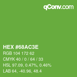 Color code: HEX #68AC3E | qconv.com