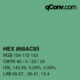 颜色代码: HEX #68AC85 | qconv.com