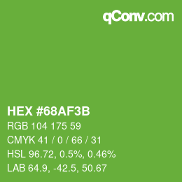 Color code: HEX #68AF3B | qconv.com