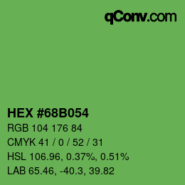 颜色代码: HEX #68B054 | qconv.com