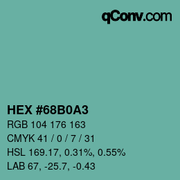 Color code: HEX #68B0A3 | qconv.com