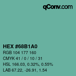 Color code: HEX #68B1A0 | qconv.com