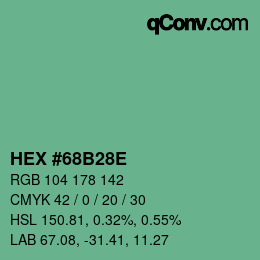 カラーコード: HEX #68B28E | qconv.com