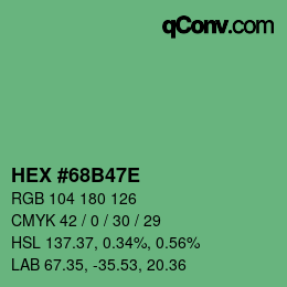 Color code: HEX #68B47E | qconv.com
