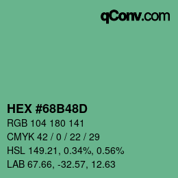 カラーコード: HEX #68B48D | qconv.com