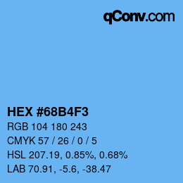 颜色代码: HEX #68B4F3 | qconv.com