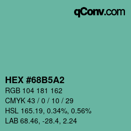 カラーコード: HEX #68B5A2 | qconv.com