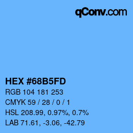 颜色代码: HEX #68B5FD | qconv.com