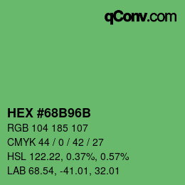 Color code: HEX #68B96B | qconv.com