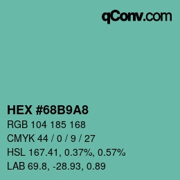 Color code: HEX #68B9A8 | qconv.com