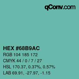 Color code: HEX #68B9AC | qconv.com