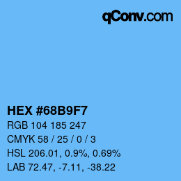 カラーコード: HEX #68B9F7 | qconv.com
