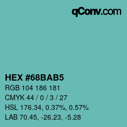 Color code: HEX #68BAB5 | qconv.com