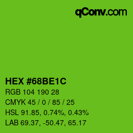 Color code: HEX #68BE1C | qconv.com