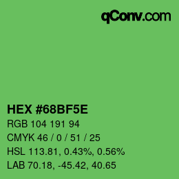 Color code: HEX #68BF5E | qconv.com