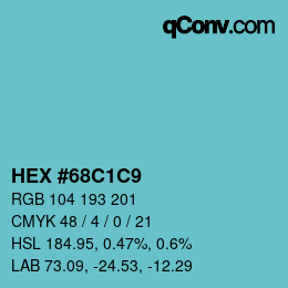 Color code: HEX #68C1C9 | qconv.com