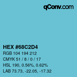 颜色代码: HEX #68C2D4 | qconv.com