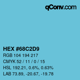 カラーコード: HEX #68C2D9 | qconv.com